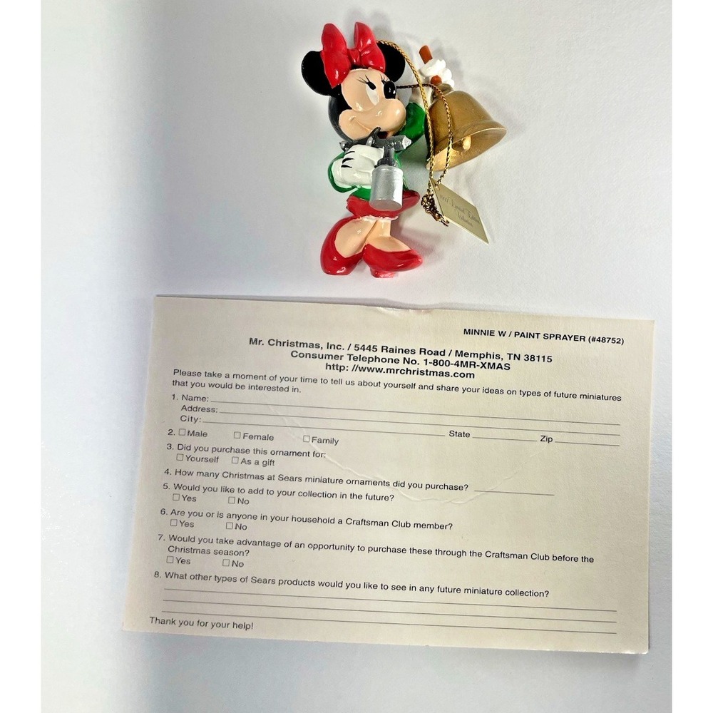 Mr. Christmas LE Minnie Mouse Ornament NIB w/ Certificate Vintage Collectible - Picture 4 of 9